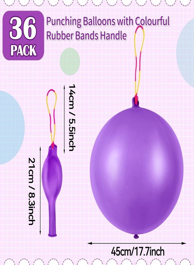 HSLCGF 36 Pcs Purple Punch Balloons | with Rubber Band Handle for Easy Grip - Ideal for Kids’ Birthday Party Favors, Classroom & Outdoor Play(Purple) - Image 2